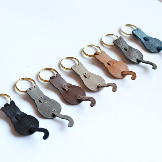 Cat Leather Key Ring