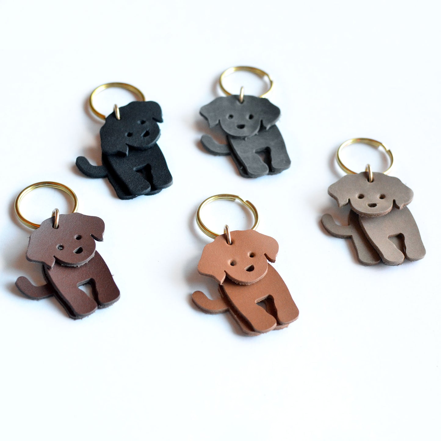 Dog Leather Key Ring - SOLID + SMOOTH Leather Options