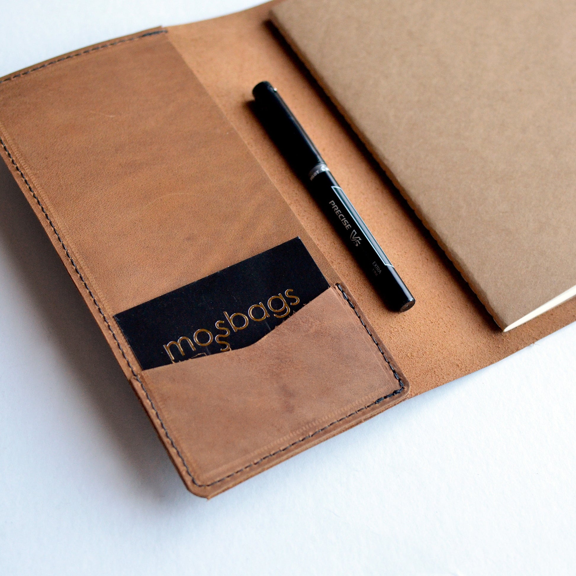 Refillable Leather Journal + Pen - Honey Brown Leather – MOSS BAGS