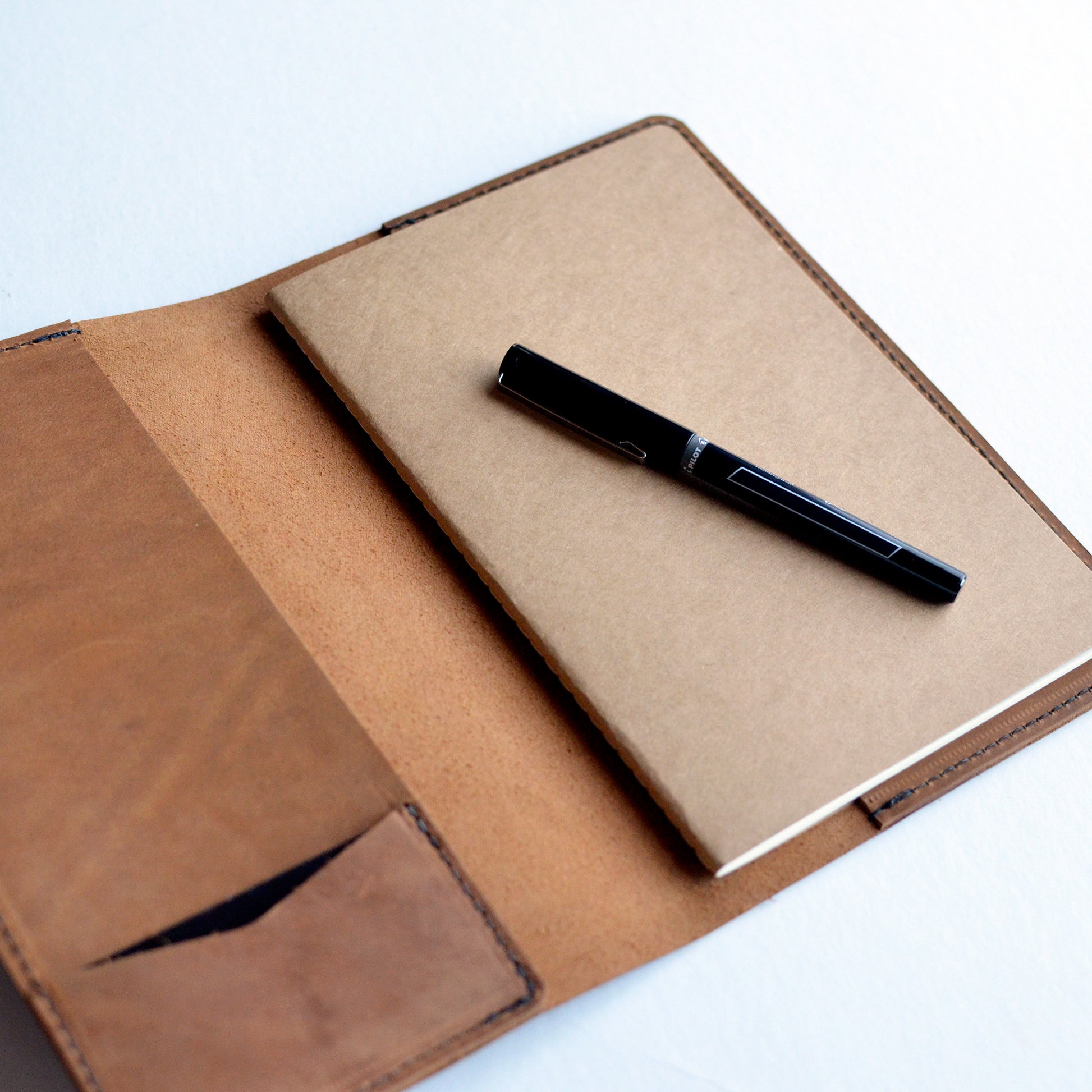 Refillable Leather Journal + Pen - Honey Brown Leather – MOSS BAGS