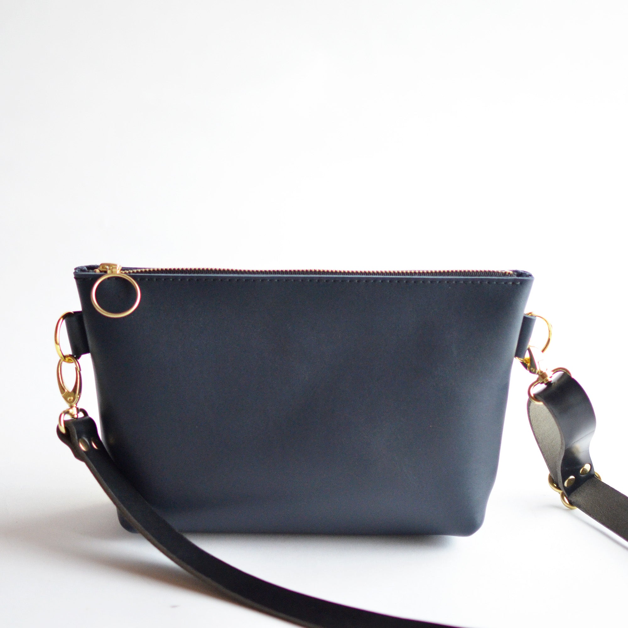 Zipper Fanny Pack + Crossbody (+ Pouch) - Navy Blue Leather – MOSS BAGS