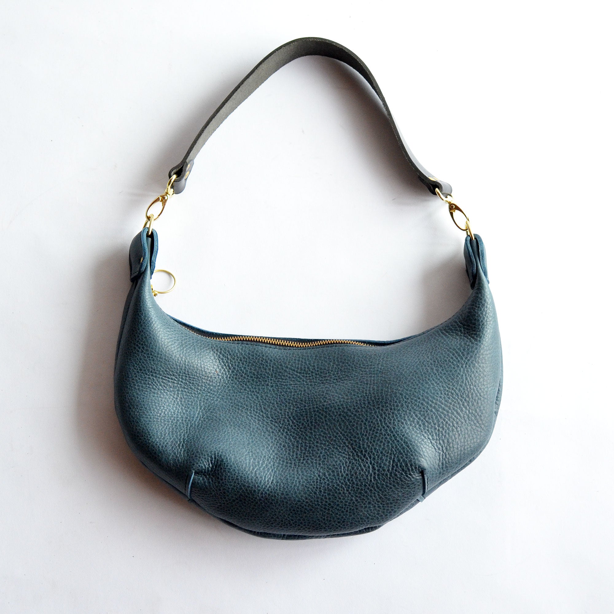 Navy blue leather hobo bag sale