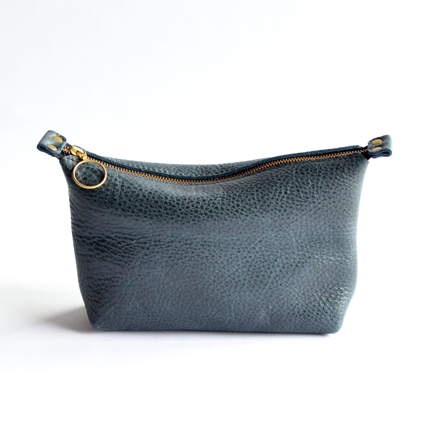 Zipper Pouch - Navy Blue Leather