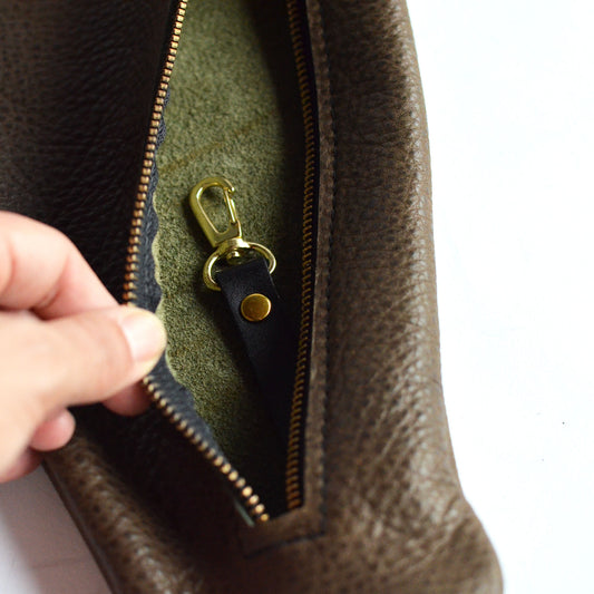 Triangle Sling Bag - Pebbled Olive Slouchy Leather