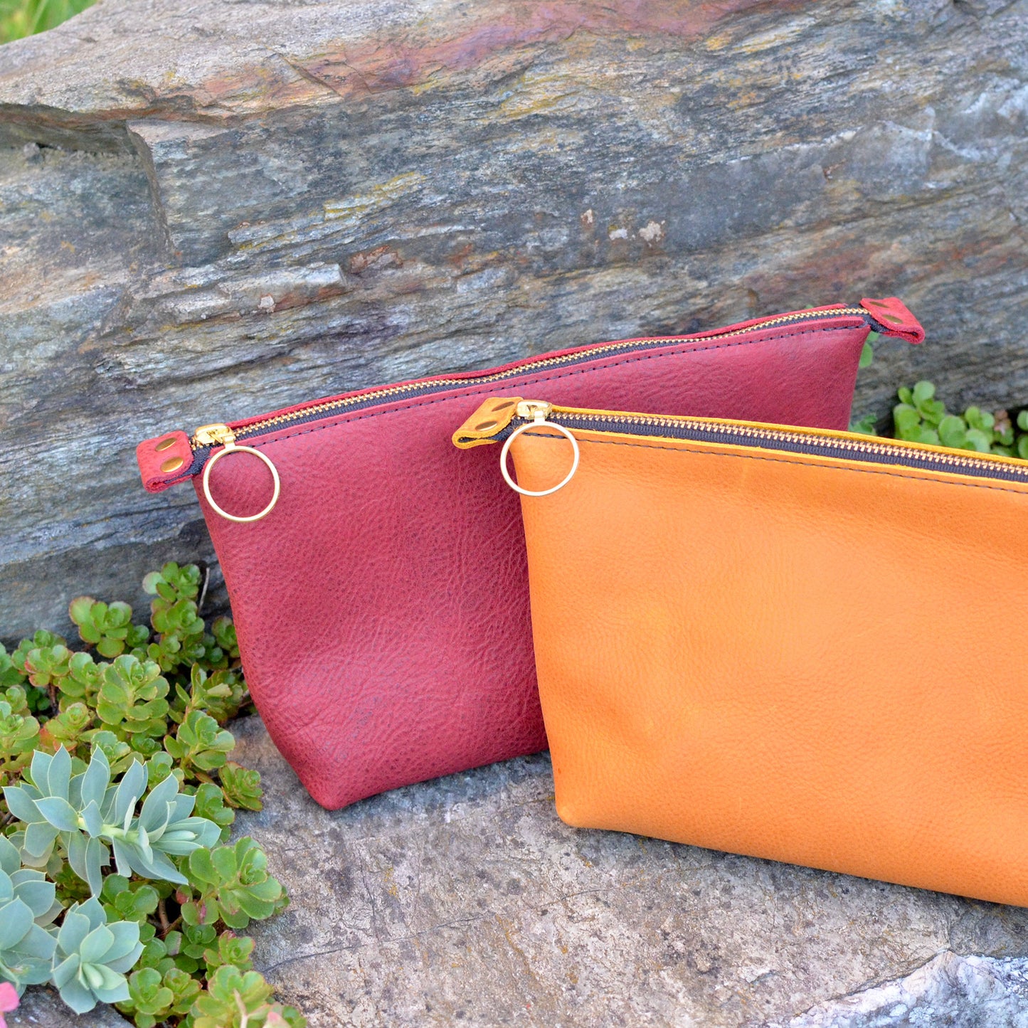 Zipper Pouch - Amber Leather