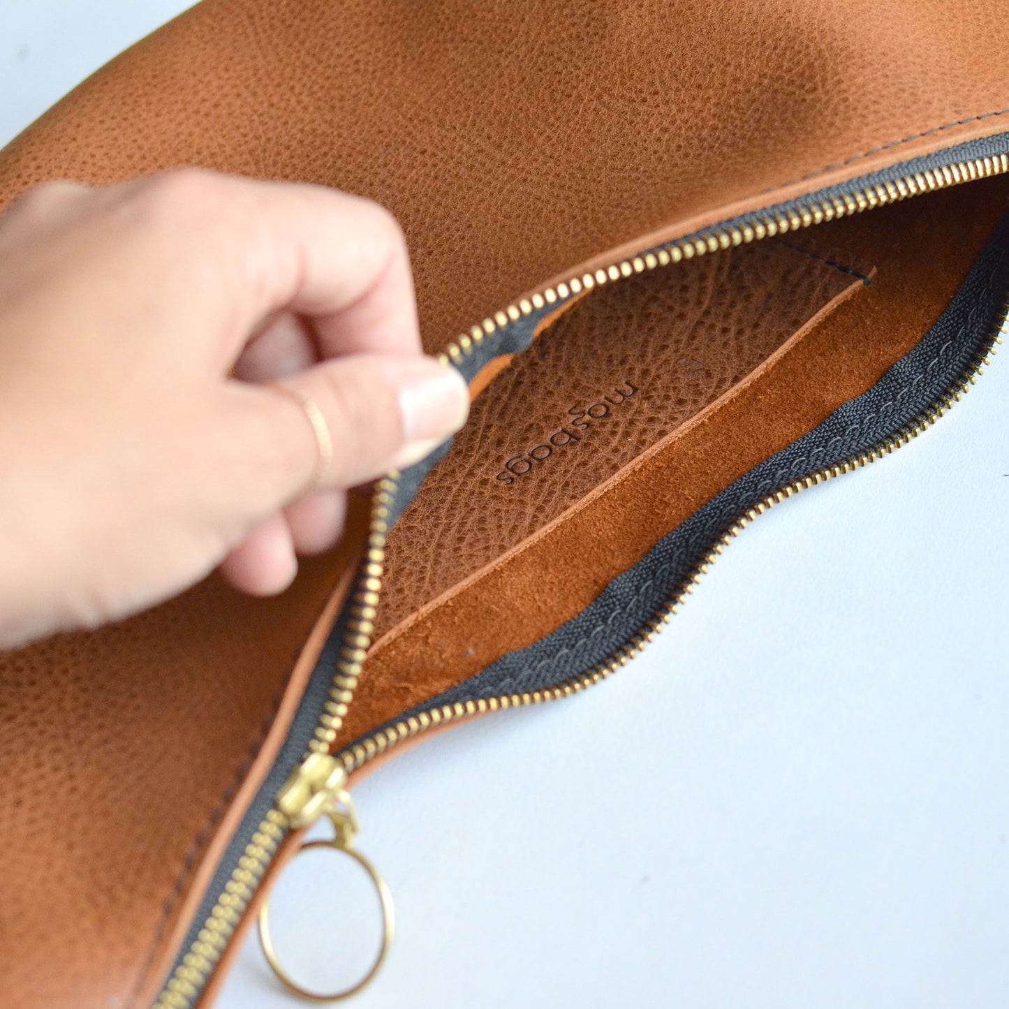 Leather HOBO Crossbody Bag - Tan Leather