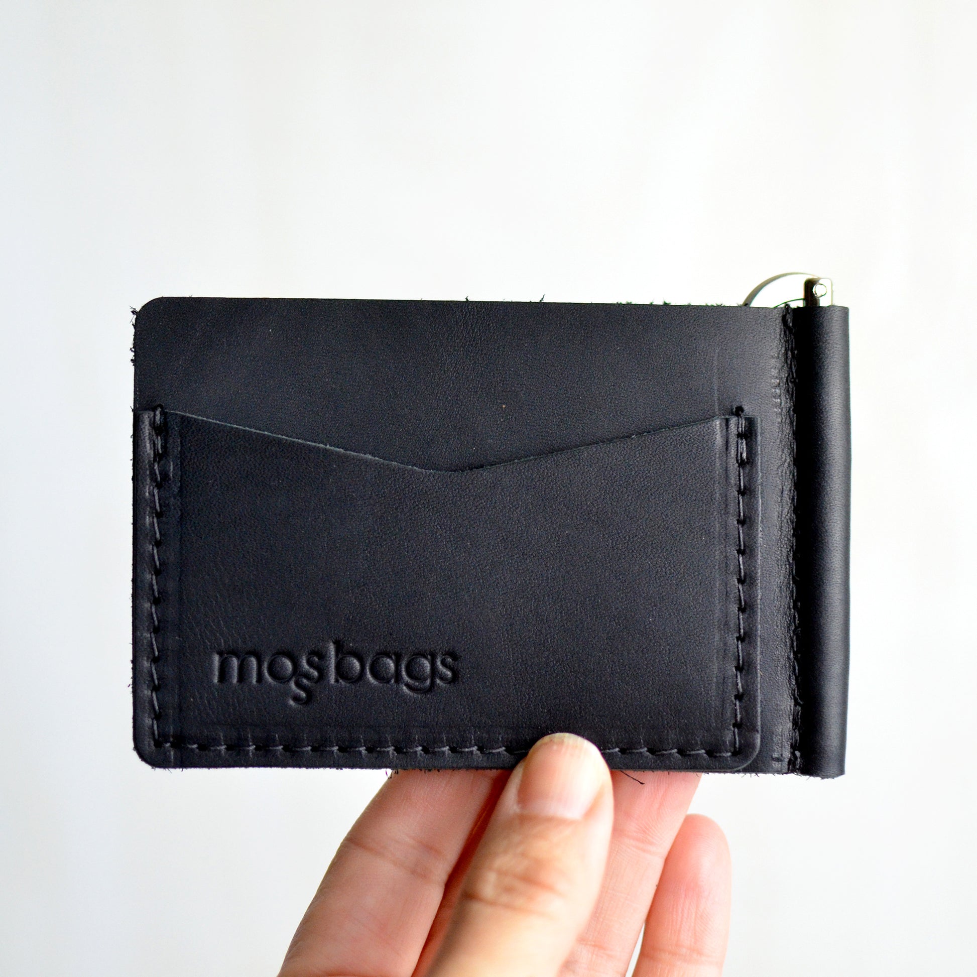 Money Clip Wallet - Black Leather – MOSS BAGS