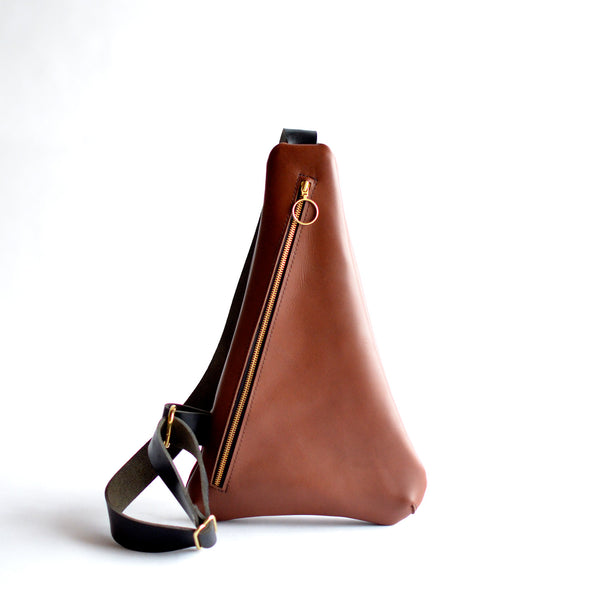 Triangle Sling Bag - Brown Leather – MOSS BAGS