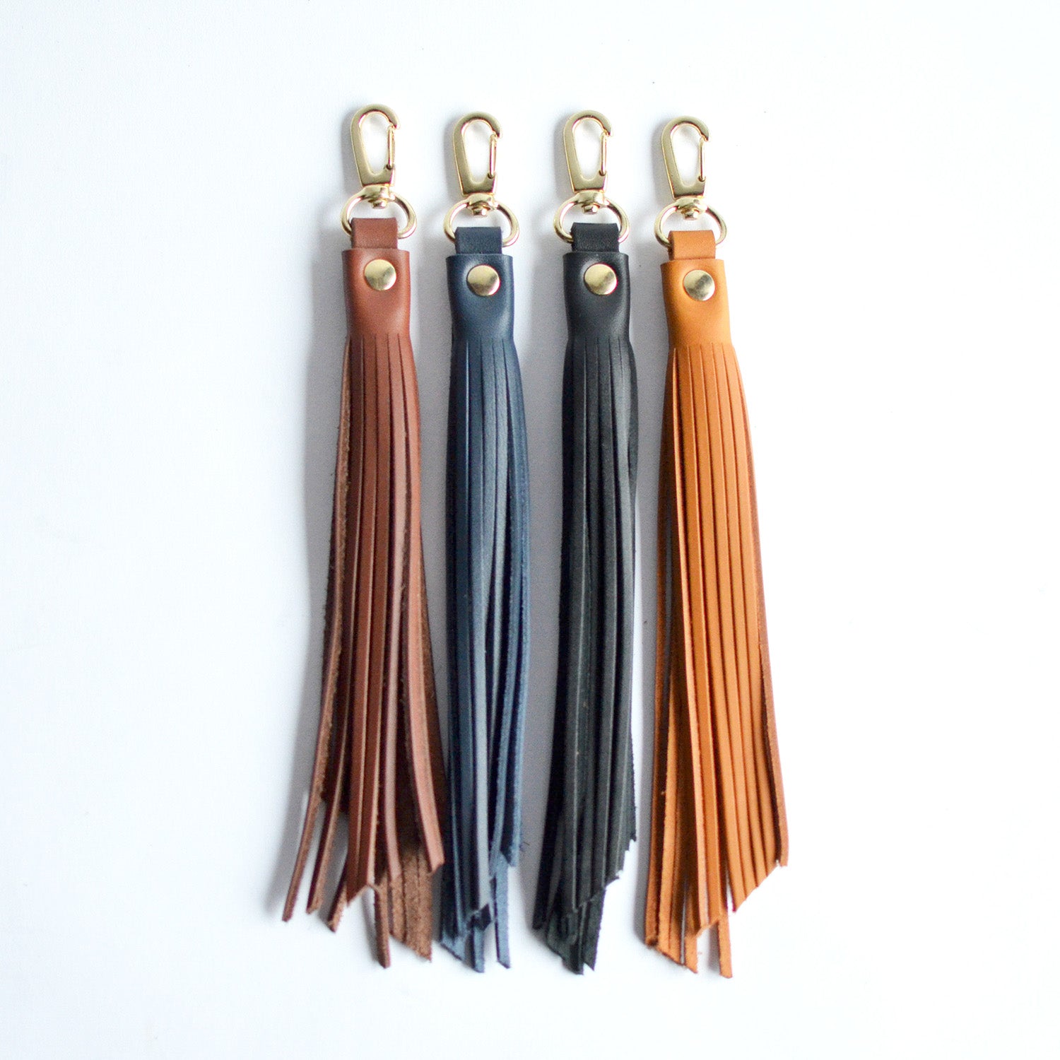 Moss Bags Fringe Leather Key Clip / Tassel Keychain - Black Leather